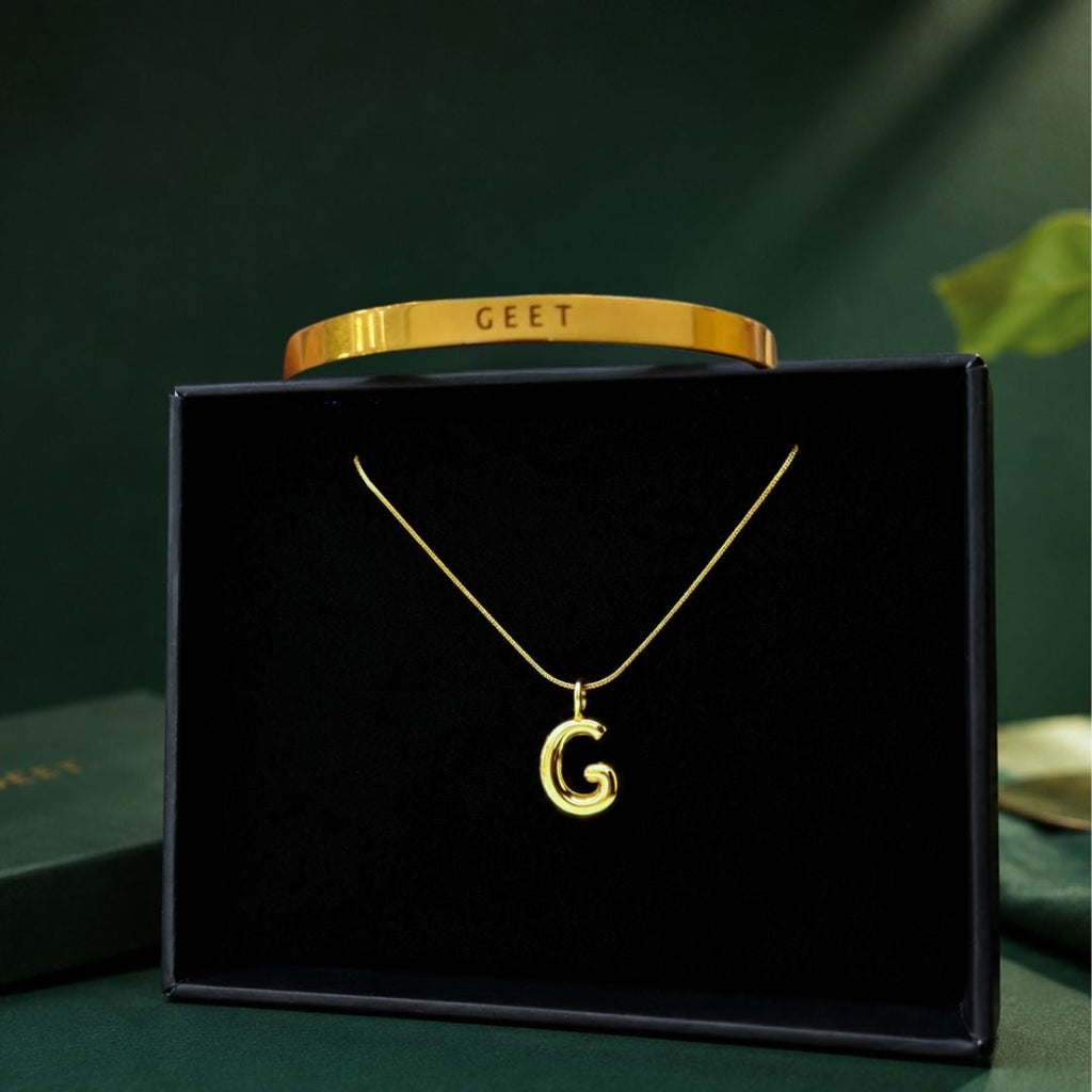 Personalised Bracelet & Bubble Necklace Gift Set