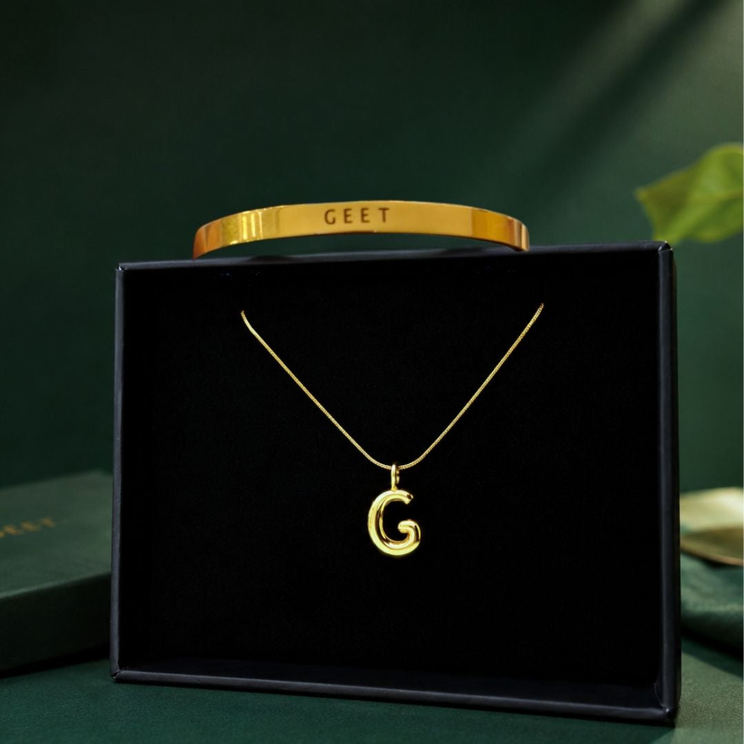 Personalised Bracelet & Bubble Necklace Gift Set